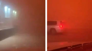 “التنين الأصفر ” عملاق صحراوي مرعب يجتاح السعودية.. عاصفة ترابية كبرى تحول النهار إلى ليل مظلم وتحجب الرؤية تماماً في الرياض وعدة مدن- فيديو